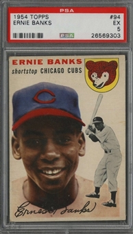 1954 Topps #94 Ernie Banks Rookie Card – PSA EX 5